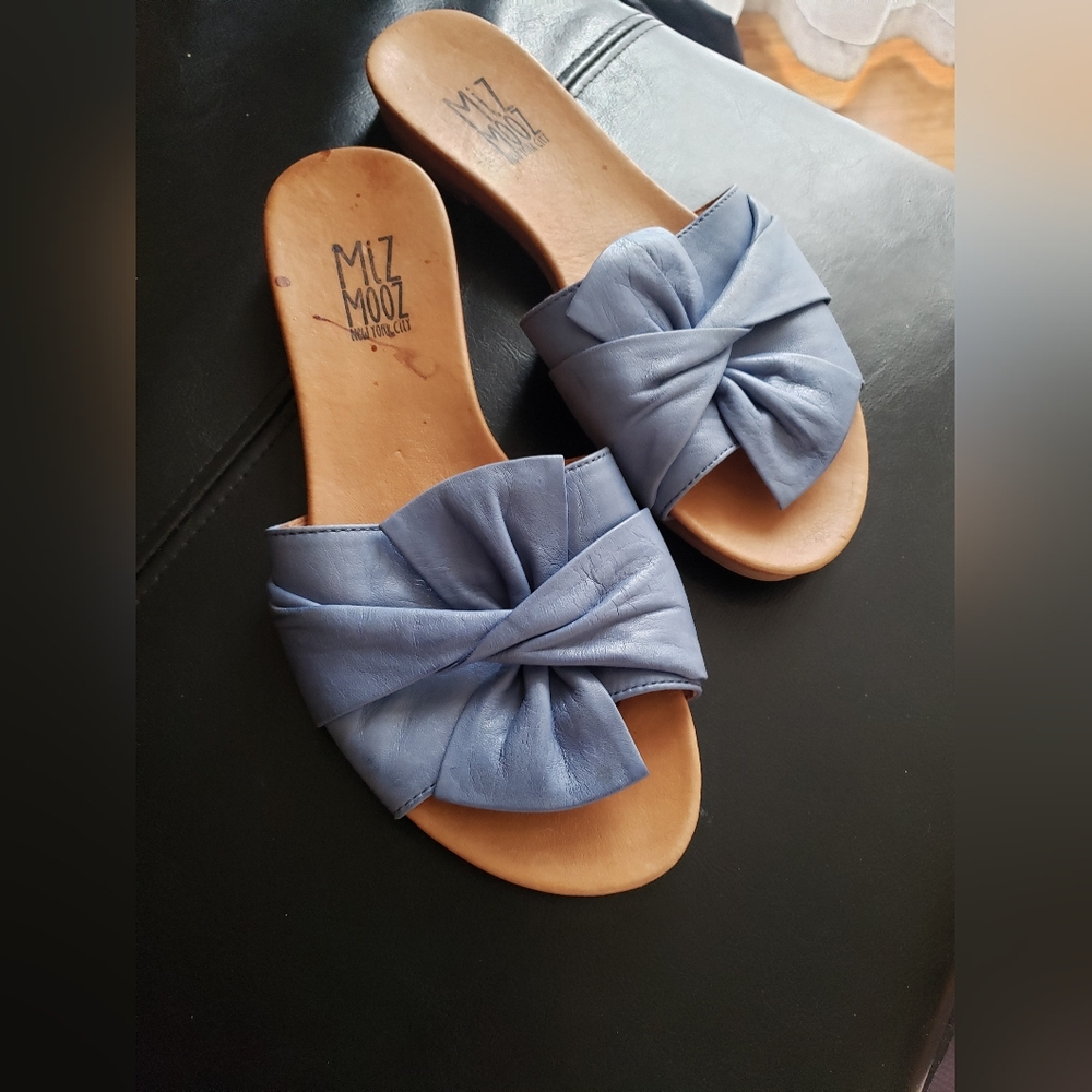 Miz Mooz Blue Knotted Slide Sandals